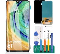 OLED pour OnePlus 6T Écran de remplacement pour OnePlus 6T LCD Digitizer Pièces de réparation pour OnePlus A6010 A6013 Écran tactile Assemblée Remplacement Noir (avec fonction d'empreintes digitales)