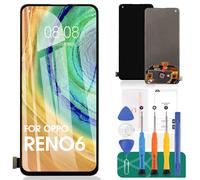 OLED pour Oppo Reno6/Reno 6 Écran LCD de remplacement PEQM00, CPH2251?CPH2235 Kit de numériseur tactile sans cadre (noir, avec empreintes digitales, pour 4G/5G)