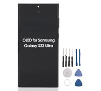 OLED pour S22 Ultra 5G, écran de Remplacement pour S22 Ultra, écran LCD Numériseur écran Tactile de Remplacement Noir avec Cadre, 6,8 Pouces