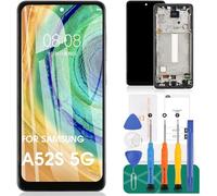 OLED pour Samsung A52S 5G Écran de remplacement pour Samsung Galaxy A52S 5G Écran LCD pour SM-A528B, SM-A528B/DS Digitizer Assemblée Écran tactile Réparation avec cadre (prise en charge des empreintes