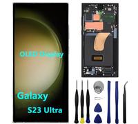 OLED pour Samsung Galaxy S23 Ultra Écran tactile de remplacement S23ultra 5G S918U S918B/DS S918U1 S918W S918E Écran tactile Digitizer Assemblée Support empreintes digitales et S-Pen (avec cadre noir