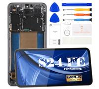 OLED pour Samsung Galaxy S24 FE Écran de remplacement pour Samsung S24 FE Écran tactile Digitizer Assemblée Pièce de réparation avec cadre (avec reconnaissance d'empreintes digitales) Noir