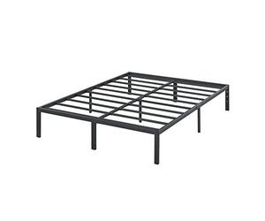 Olee Sleep 35cm Heavy Duty Steel Slat Anti-Slip Support Easy Assembly Mattress Foundation Bed Frame Maximum Storage Noise Free No Box Spring Needed / 140 x 200cm / Full/Black/Metal