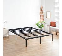 Olee Sleep Sommier à lattes en acier robuste de 35,6 cm - Cadre de lit plateforme à assemblage facile, base de matelas en acier sans bruit, stockage maximal, pas besoin de sommier tapissier, noir,