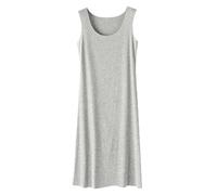 OLEETS Chemise De Nuit Femme - Xl-5Xl Grande Taille Chemise De Nuit en Coton Doux Robe D'Été sans Manches Gilet Sexy Femmes Vêtements De Nuit Décontractés Lingerie Vêtements De Détente, Gris