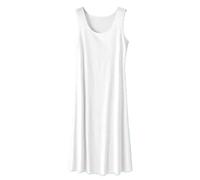 OLEETS Chemise De Nuit Femme - Xl-5Xl Grande Taille Chemise De Nuit en Coton Doux Robe D'Été sans Manches Gilet Sexy Femmes Vêtements De Nuit Décontractés Lingerie Vêtements De Détente, Blan