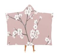 OLEETS Couverture À Capuche Unisexe en Polaire - Belles Fleurs De Pêcher Couvertures TV Surdimensionnées, Douces Et Chaudes pour L'Automne Et l'hiver, Idéales pour La Famille, Les Voyages, Le B