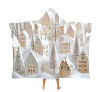 OLEETS Couverture À Capuche Unisexe en Polaire - Maisons De Noël Dessinées Couvertures TV Surdimensionnées, Douces Et Chaudes pour L'Automne Et l'hiver, Idéales pour La Famille, Les Voyages, L