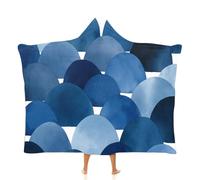 OLEETS Couverture À Capuche Unisexe en Polaire - Motif Bleu Couvertures TV Surdimensionnées, Douces Et Chaudes pour L'Automne Et l'hiver, Idéales pour La Famille, Les Voyages, Le Bureau Et La Ma