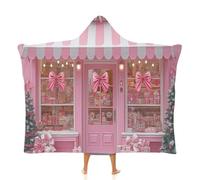 OLEETS Couverture À Capuche Unisexe en Polaire - Rebord De Fenêtre Rose De Noël Capes-Couvertures Imprimées Chaudes Et Portables pour l'hiver, pour Hommes Et Femmes Adultes, Vêtements D'Intér