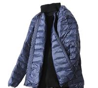 OLEETS Doudoune Homme - Doudoune Ultra Légère pour Hommes, Manteau À Col Rond Portable, Chaud, Coupe-Vent, Streewear, Grande Taille, Hauts Décontractés, Bleu, 7XL