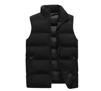 OLEETS Doudoune sans Manche Homme -Hommes Veste Hiver Chaud Manteaux Hommes Épais Col Montant Grande Taille sans Manches Fermeture Éclair Poches Gilet Coupe-Vent Hauts,Noir,L