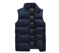 OLEETS Doudoune sans Manche Homme -Veste d'hiver Chaude pour Homme - Col Montant Épais - Grande Taille - sans Manches - Poches Zippées - Gilet Coupe-Vent - Bleu - 5XL