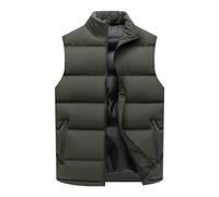 OLEETS Doudoune sans Manche Homme -Veste d'hiver Chaude pour Homme - Col Montant Épais - Grande Taille - sans Manches - Poches Zippées - Gilet Coupe-Vent - Vert - 5XL