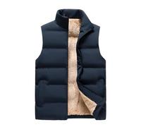 OLEETS Doudoune sans Manche Homme -Veste en Coton pour Homme, Gilet d'hiver Épais Et Chaud, sans Manches, Poches Zippées, Col Montant, Grande Taille, Hauts D'Extérieur, Bleu, 5XL