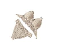 OLEETS Ensemble Bikini Crochet pour Femme -Maillot De Bain D'Été Deux Pièces Tricoté À La Main Maillot De Bain Push-Up Halter Spaghetti Strap Maillot De Bain Beachwear,Kaki,M