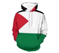 OLEETS Jordanie Drapeau National Sweat À Capuche Imprimé Unisexe - Sweat-Shirt Rétro Ample À Manches Longues Et Capuche pour Homme, Imprimé 3D, avec Cordon De Serrage, Style Décontracté, GR