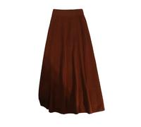 OLEETS Jupe Tricotée pour Femme - Automne Hiver Chaud Tricot Plissé Jupe Longue Femmes Simple Mode Élastique Taille Haute Lâche A-Ligne pour Fête Bal Streetwear,Marron,XL