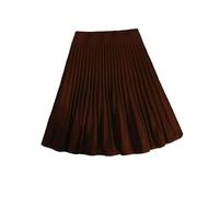 OLEETS Jupe Tricotée pour Femme - Jupe Courte Plissée en Tricot pour Femme, Mini-Jupe d'hiver Sexy, Élastique, Taille Haute, Décontractée, pour Fête, Bureau, Vêtements Simples, Marron, L