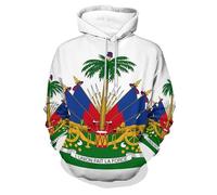 OLEETS La République D'Haïti Drapeau National Sweat À Capuche Imprimé Unisexe - Sweat À Capuche Style Streetwear pour Homme, Style Hip-Hop, Imprimé 3D, Veste Décontractée, Grande Taille, A