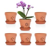 OLegei 6pcs Pots de Fleurs en Terre Cuite avec Trous et soucoupes Petits Pots pour Plante à l’extérieur et à l’intérieur 10 x 8 cm