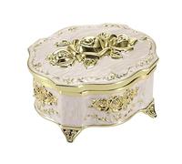 OLegei Boîte à Musique Vintage boîte à Bijoux Musicale en métal Coffret à Bijoux pour Bague, Bracelet, Boucles d'oreilles Cadeau pour Mariage, Anniversaire (Beige)