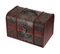 OLegei Coffret au trésor Boîte de rangement en bois Couvercle coffret à bijoux vintage pour ranger des bijoux,bibelots Cadeau de femme Noël Anniversaire Trésors Motif Feuille (25 * 17 * 16cm)