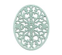 OLegei Dessous de Plat Ovale en Fonte Vintage, Vert | Pattes en Caoutchouc, Protéger les Plats Chauds, Support pour Casserole, pour la Cuisine et la Table à Manger