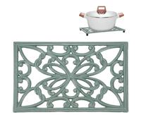 OLegei Dessous de Plat rectangulaire en Fonte Vintage, Vert-1 | Pattes en Caoutchouc, Protéger les Plats Chauds, Support pour Casserole, pour la Cuisine et la Table à Manger, style 1