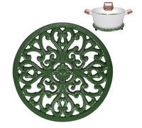 OLegei Dessous de Plat Rond en Fonte avec Pattes en Caoutchouc, D17cm Vert | Protéger les Plats Chauds, Support pour Casserole, pour la Cuisine et la Table à Manger, Vintage