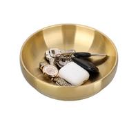 OLegei Petit bol en acier inoxydable pour clés d'entrée - Plateau décoratif de 18 cm - Pour portefeuille, écouteurs, clés de voiture - Doré - Taille S