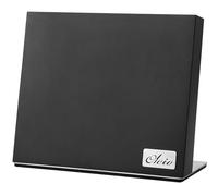 OLEIO Bloc à couteaux magnétique noir en bois d'acacia pour 6 couteaux, avec aimant puissant, base en acier inoxydable et base antidérapante, porte-couteaux pour couteaux de cuisine et couteaux