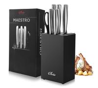 Oleio Maestro Set de 6 Couteaux de Cuisine avec Bloc Noir Aiguiseur