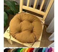 Olenka Coussin de chaise ø 35 x 8 cm coussins pour assise décoration maison jardin coussin idéal pour intérieur et extérieur (chameau)