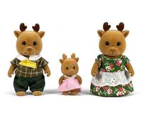 OLEOCA Figurines familiales de cerf brun - Lot de 3 mini poupées floquées à collectionner avec vêtements amovibles, maison de poupée pour enfants à partir de 3 ans