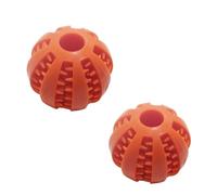 OLEOJH Lot de 2 balles de friandises pour chien, balle distributrice de collation, jouet de nettoyage des dents, jouet interactif pour chien, convient aux petits chiens, orange, 6 cm