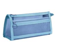 OLEOJH Trousse à crayons transparente de grande capacité en maille transparente pour crayons et crayons de couleur, trousse parfaite pour les filles, bleu, Simple double couche de grande capacité