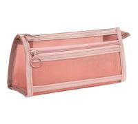 OLEOJH Trousse à crayons transparente de grande capacité en maille transparente pour crayons et crayons de couleur, trousse parfaite pour les filles, rose, Simple double couche de grande capacité