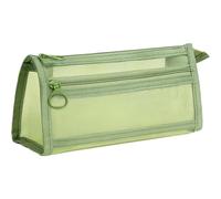 OLEOJH Trousse à crayons transparente de grande capacité en maille transparente pour crayons et crayons de couleur, trousse parfaite pour les filles, Vert, Simple double couche de grande capacité