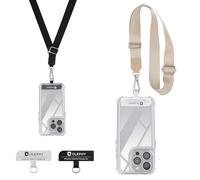 OLEPHY Chaîne de téléphone portable universelle à accrocher pour tous les smartphones, la sangle de téléphone portable peut être combinée avec la plupart des étuis, avec 2 coussinets universels, Noir