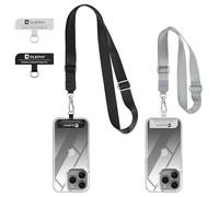 OLEPHY Chaîne de téléphone portable universelle à accrocher pour tous les smartphones, la sangle de téléphone portable peut être combinée avec la plupart des étuis, avec 2 coussinets universels, Noir