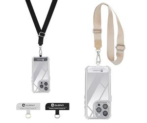 OLEPHY Chaîne de téléphone portable universelle à accrocher pour tous les smartphones, la sangle de téléphone portable peut être combinée avec la plupart des étuis, avec 2 coussinets universels, Noir