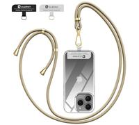OLEPHY Cordon Universel pour Téléphone Portable avec 2 Patchs, Doré | Tour de Cou Téléphone, Réglable et Amovible, Collier de Longe Compatible avec la Plupart des Coques pour Smartphone,