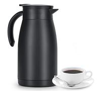 Olerd Théière isotherme de 1 l - En acier inoxydable - Double paroi - Pour café, thé, eau, boisson - Noir