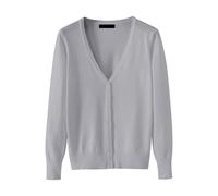 olero Elegante Pull Cardigan léger à col en V pour Femme (Disponible en Grande Taille) Cardigan Donna Taglie Forti Pantalon Elastique Femme Bleu Pantalon Femme Tailleur (Grey, XXXXL)