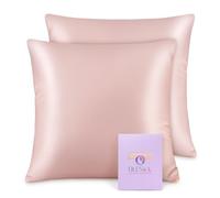 OLESILK Taie d'oreiller en Soie Naturelle de mûrier 16 Mommes: Prend Soin de Votre Peau et Moins de Perte de Cheveux - Rose de pêche, 40x40cm, 2 Pièces
