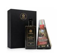 Oleum Comitis - Huile d'olive extra vierge 100% italienne, pressée à froid - Gamme Premium - Coffret cadeau avec une bouteille de 500 ml et 250 g de Parmigiano Reggiano DOP Vacche Rosse 40 mois