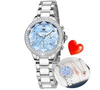 OLEVS Ensemble de montres pour femme avec diamants brillants et or rose, 9999 : bleu, Classique