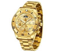 OLEVS Grande montre pour homme - Étanche et lumineuse - En acier inoxydable - Phase de la lune - Analogique - Chronographe - Chiffres arabes avec date, Or 2926, standardmäßig