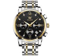 OLEVS Hommes en Acier Inoxydable Chronographe Doré Noir Analogique Quartz Grand Cadran Diamant Montre De Luxe éTanche Date Cadran NuméRique Romain